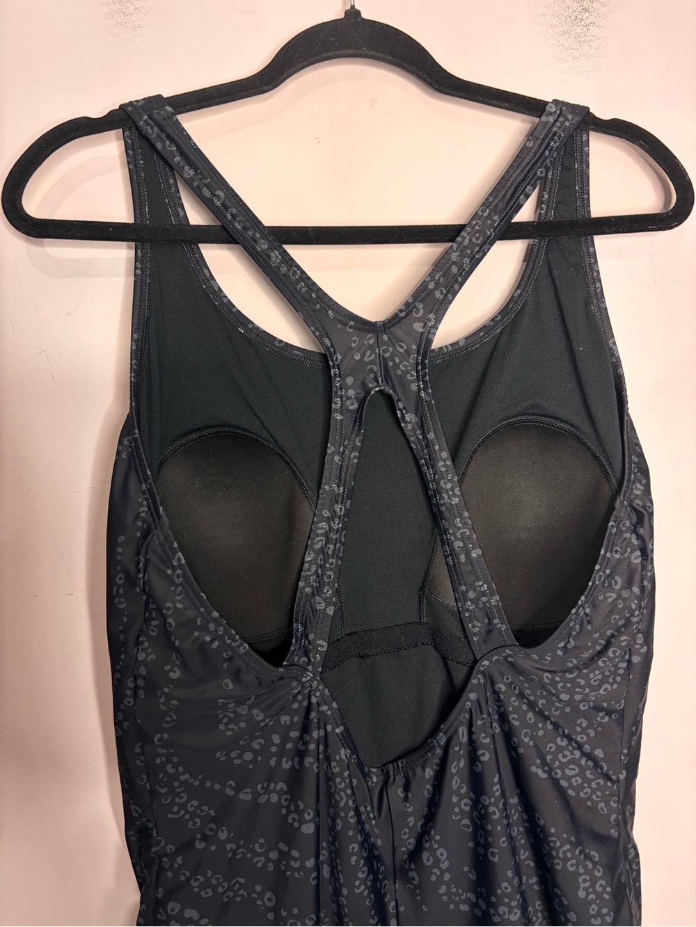 Speedo Black Subtle Leopard Print Racerback One Piece Swimsuit, Size 18 - Picture 8 of 14